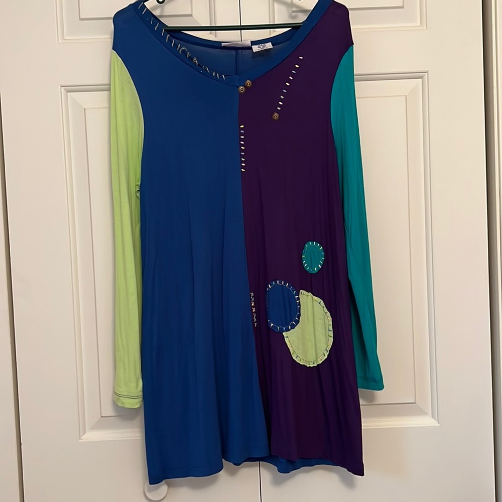 Boho top from Blair in vibrant colors.
